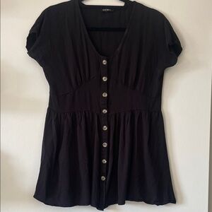 Button-Down seamed Women's tunic Top| Racheal|Black|Medium|EUC
